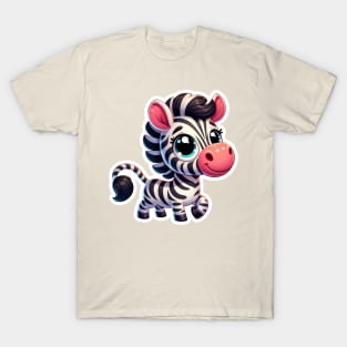 Zebra Kawaii Critter Cove Cute Animal A Splash of Forest Frolics and Underwater Whimsy! T-Shirt